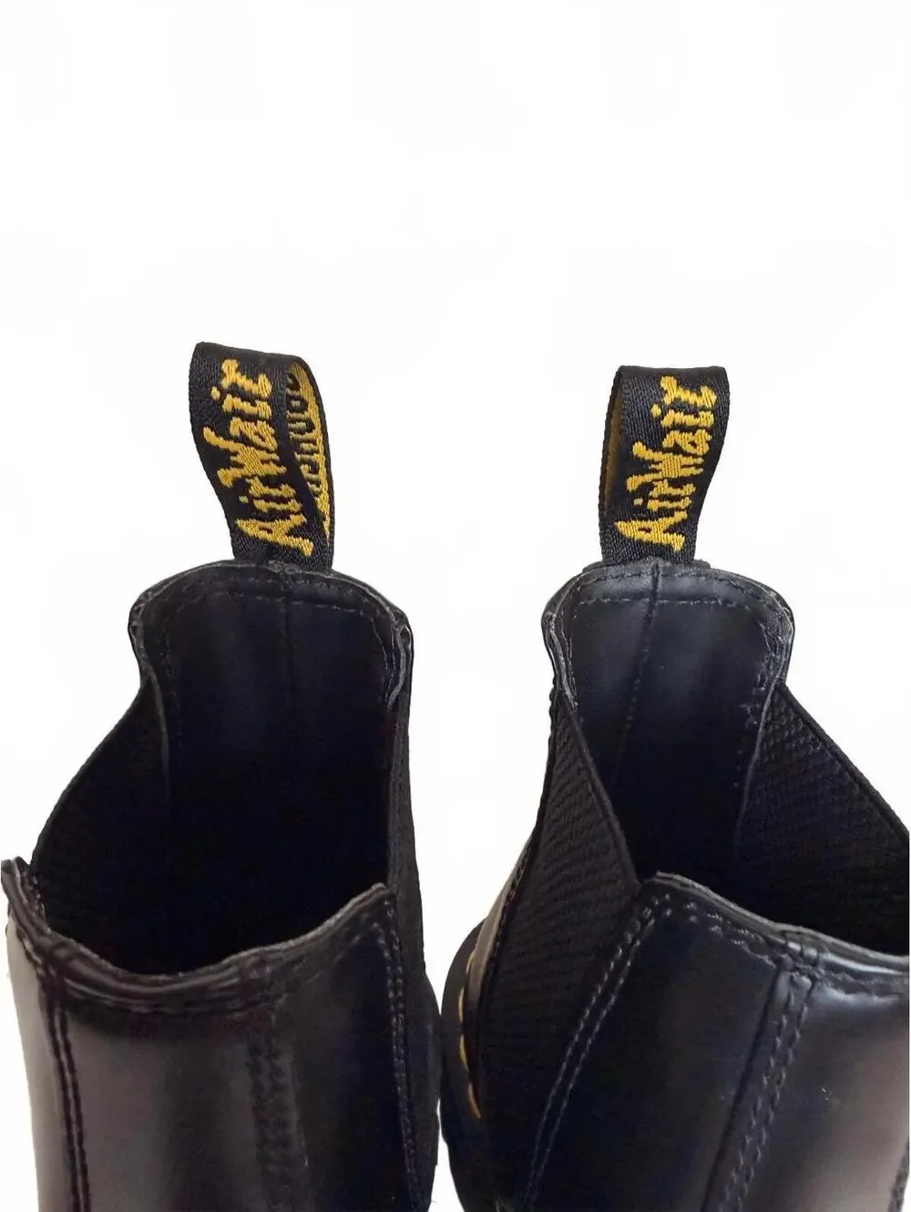 Dr. Martens Black Leather Chelsea Polished Platform Boots Chunky Size 6